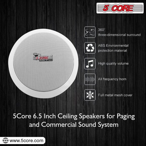 5Core Ceiling Speaker 6.5 Inch In Wall 2 Way Home Audio Mount 60W Sound System - Picture 5 of 8